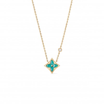 LOUIS VUITTON COLOR BLOSSOM BB STAR PENDANT, YELLOW GOLD, AMAZONITE AND DIAMOND Q03276